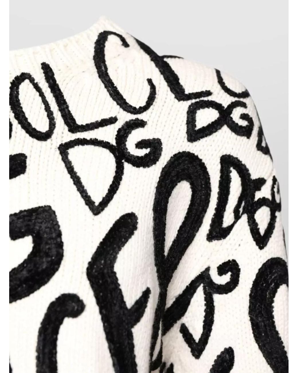 Dolce & Gabbana Black Cashmere Logo Print Pullover Sweatshirt