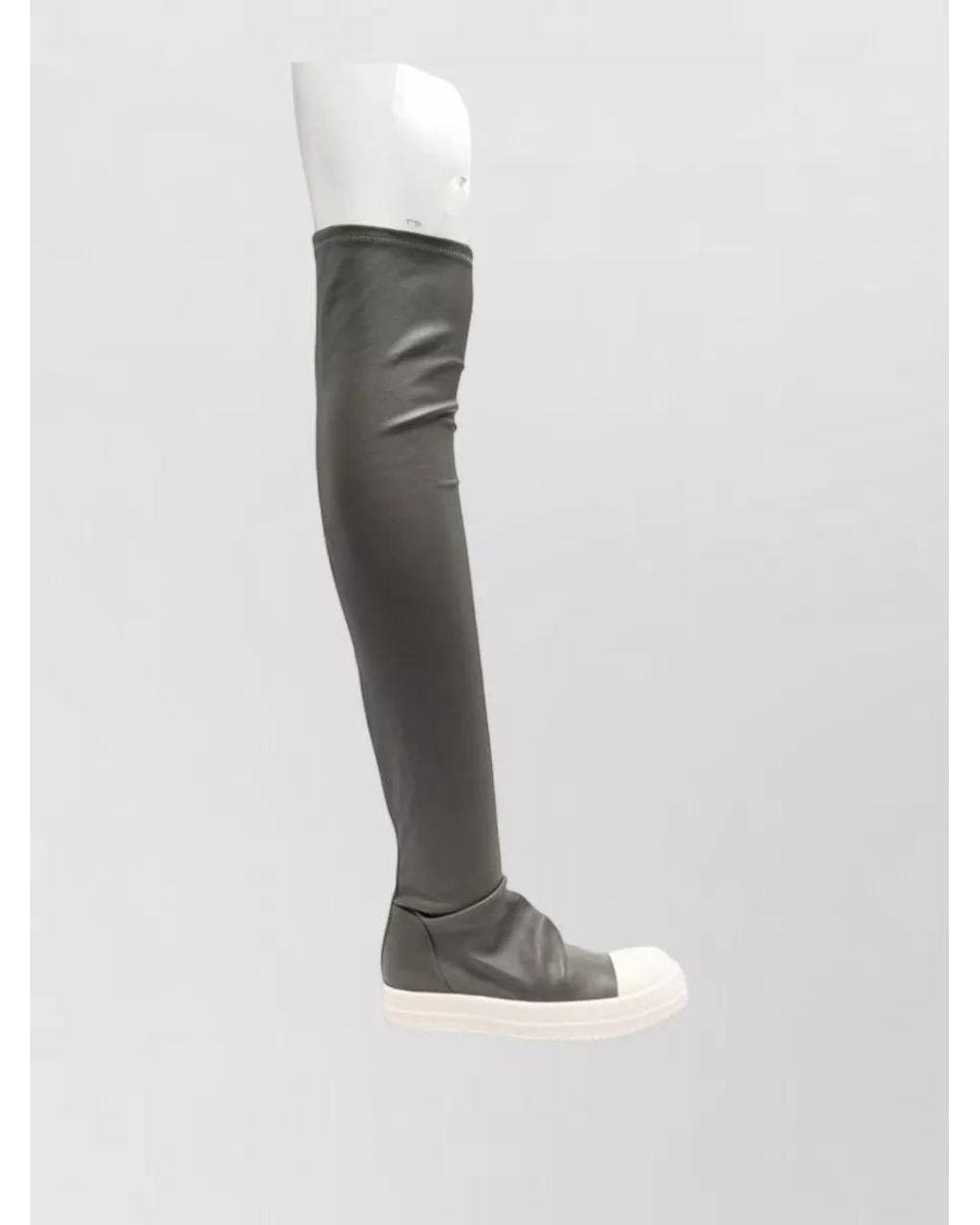 Rick Owens White Leather Over-The-Knee Boots