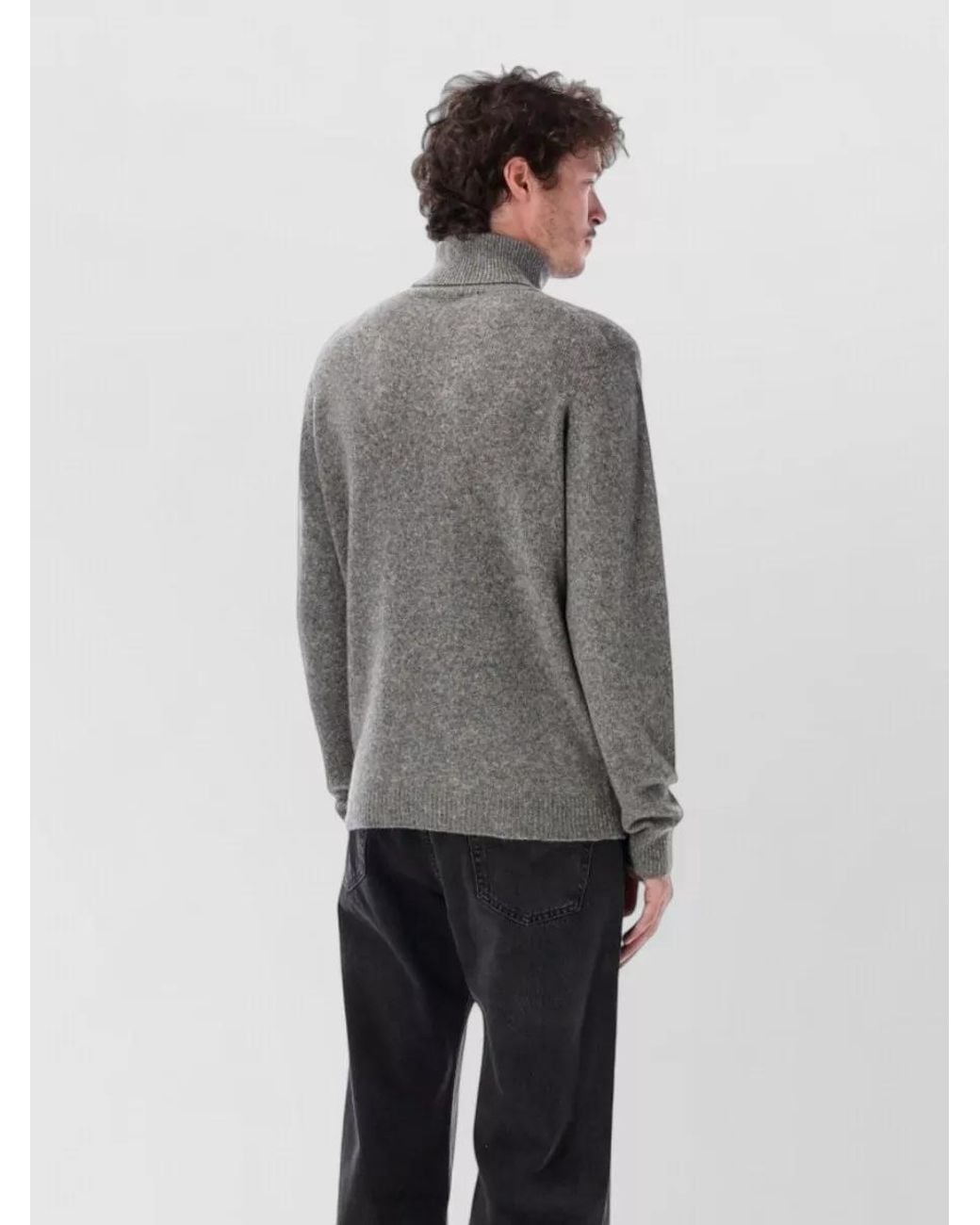 Roberto Collina Gray Camel Wool Turtleneck Jumper for men