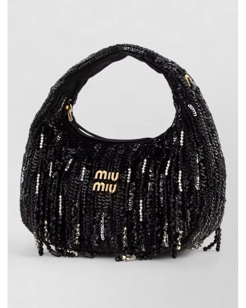 Miu Miu Black Mini Satin Embellished Shoulder Bag