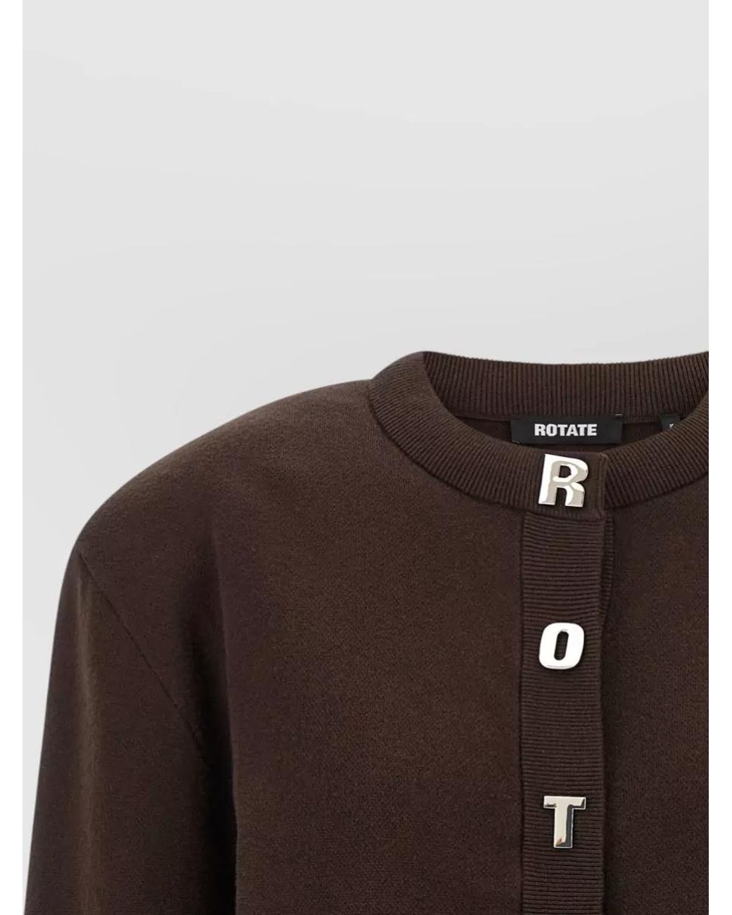ROTATE BIRGER CHRISTENSEN Black Firm Knit Cropped Crew Neck Long-Sleeve Cardigan