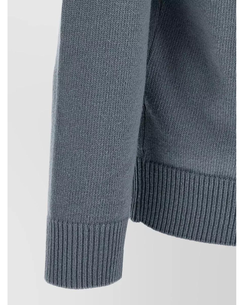 Stone Island Blue Ribbed Wool Crew Neck Jumper for men