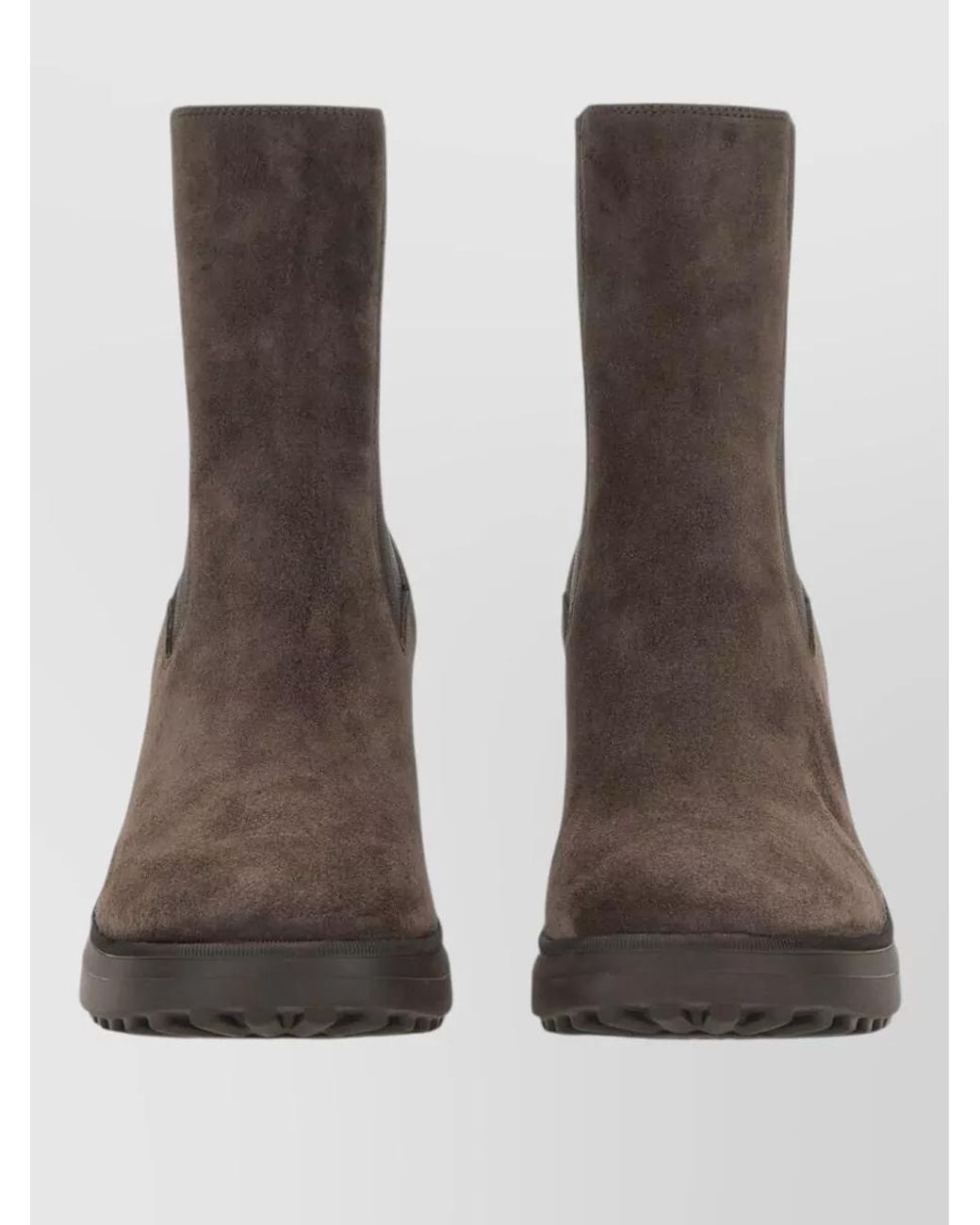 Hogan Brown Suede Panelled Chelsea Boots