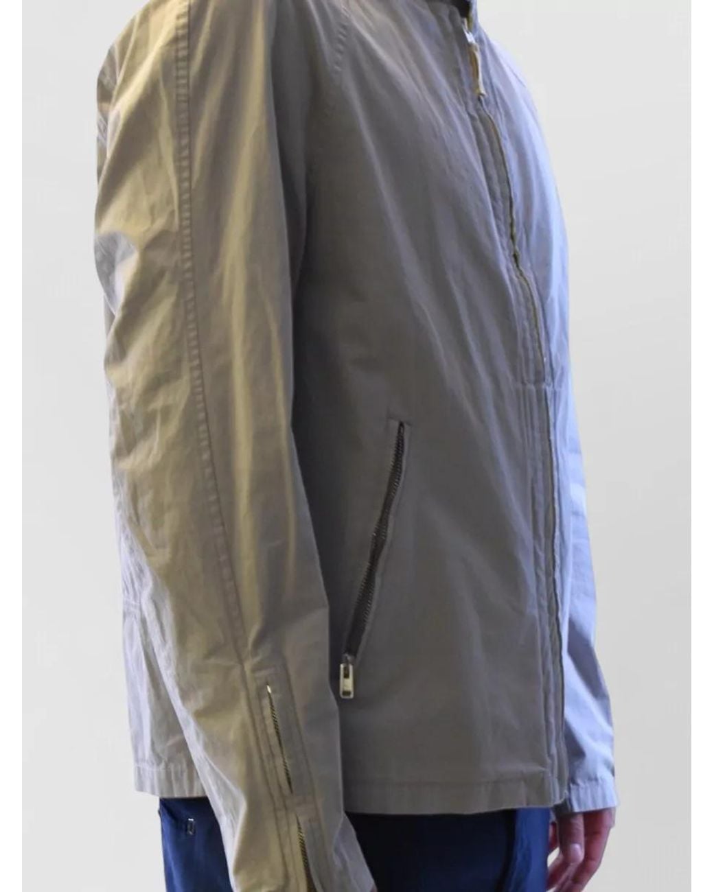 Belstaff Gray Stand Collar Jacket Long Sleeves Pockets for men