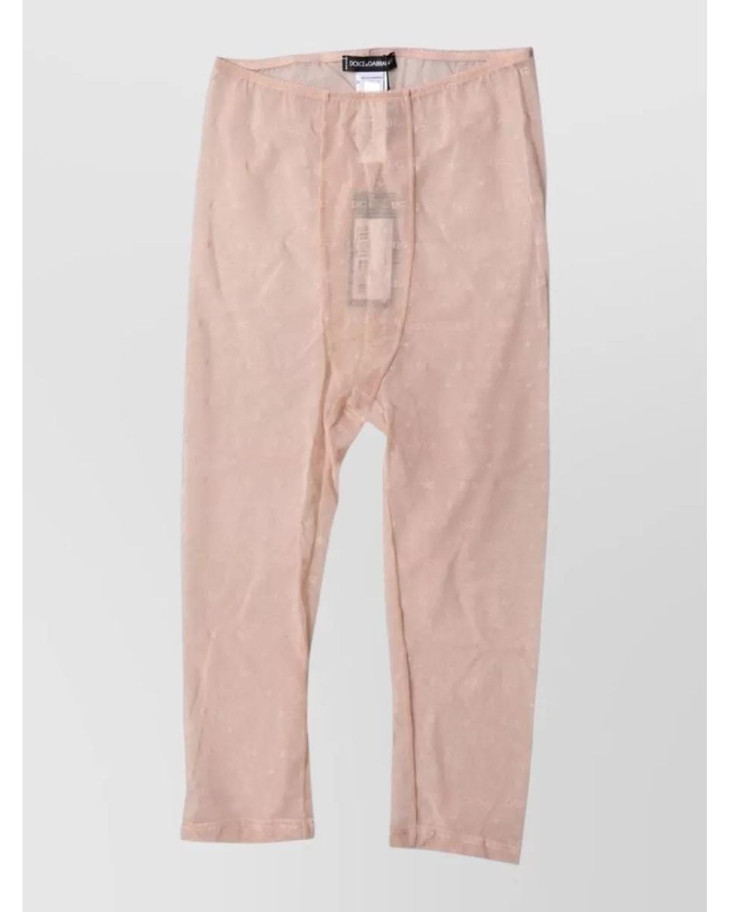 Dolce & Gabbana Pink Logo Lace Cropped Leggings