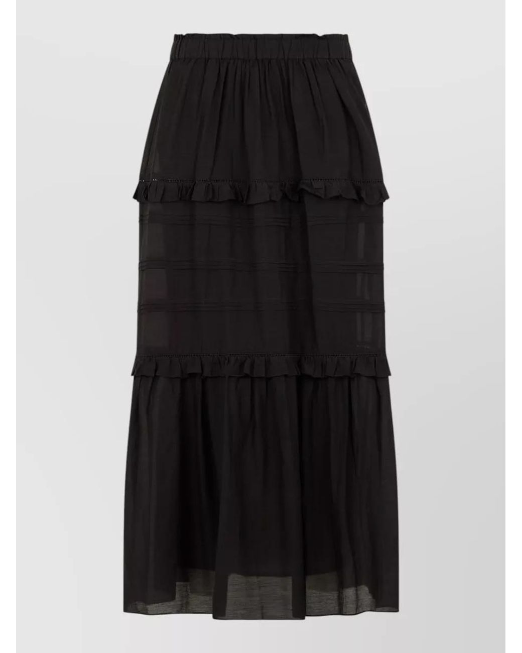 Isabel Marant Black Ruffled Long A-Line Skirt