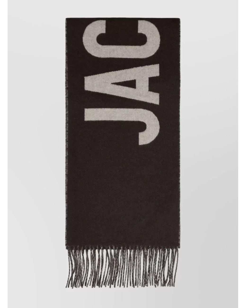 Jacquemus Black Virgin Wool Fringed Logo Scarf