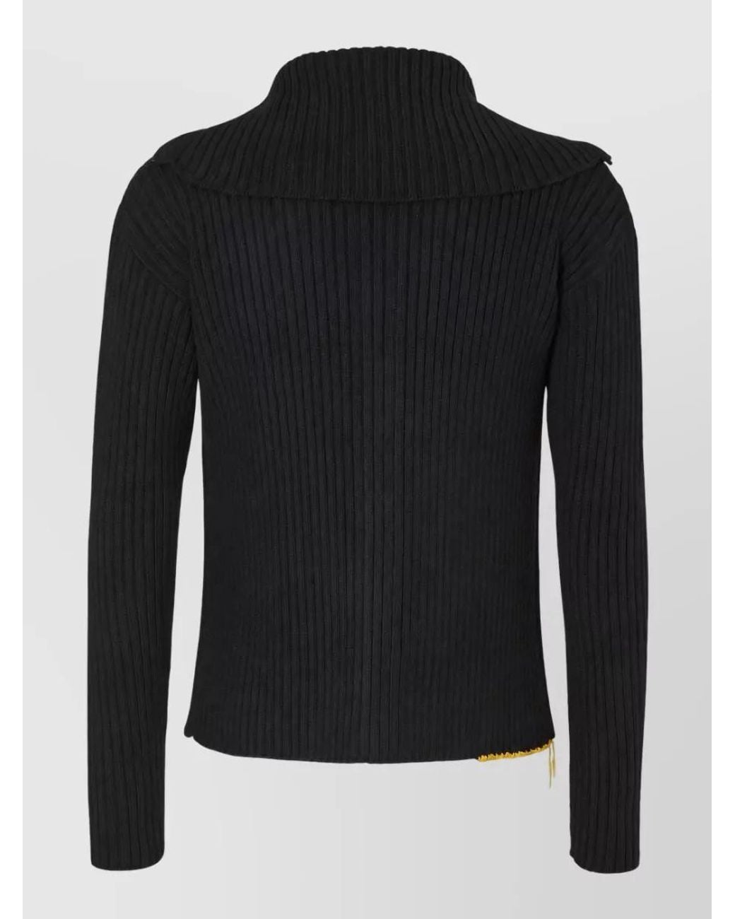 Fendi Black Ribbed Wool Turtleneck Zip Cardigan for men