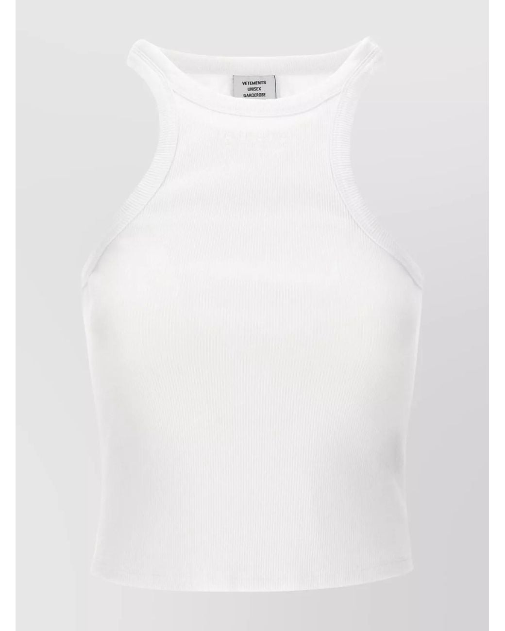Vetements White Fine-Ribbed Cropped Sleeveless Tank Top