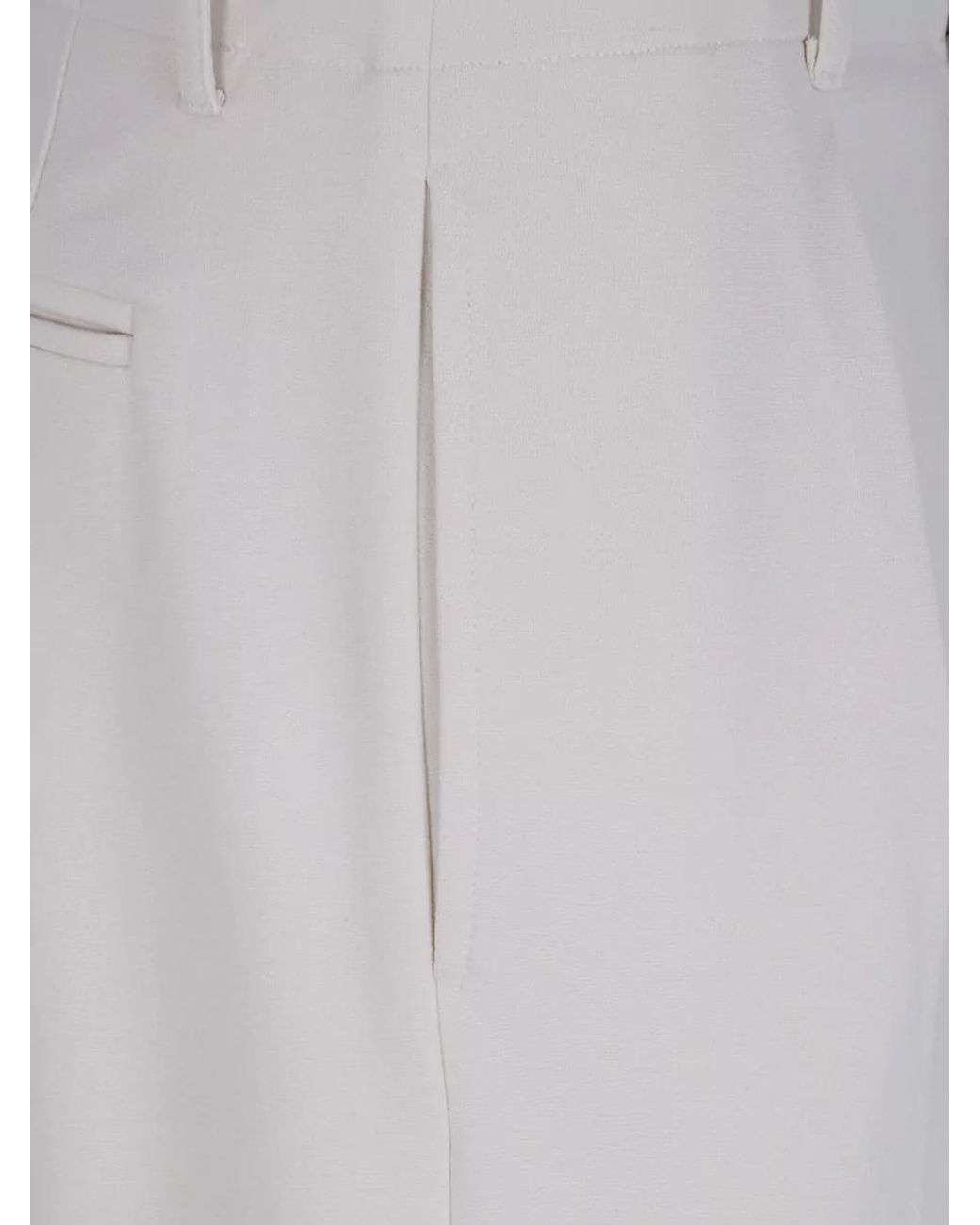 Semicouture White Viscose Wide-Leg Tailored Trousers