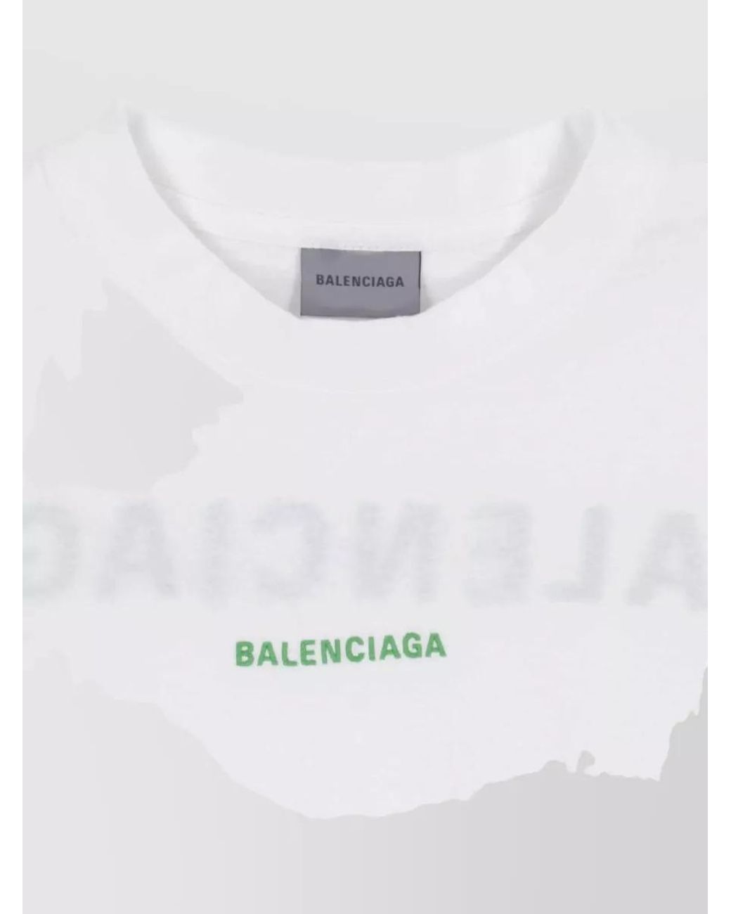 Balenciaga White Cotton Medium Fit Logo T Shirt for men