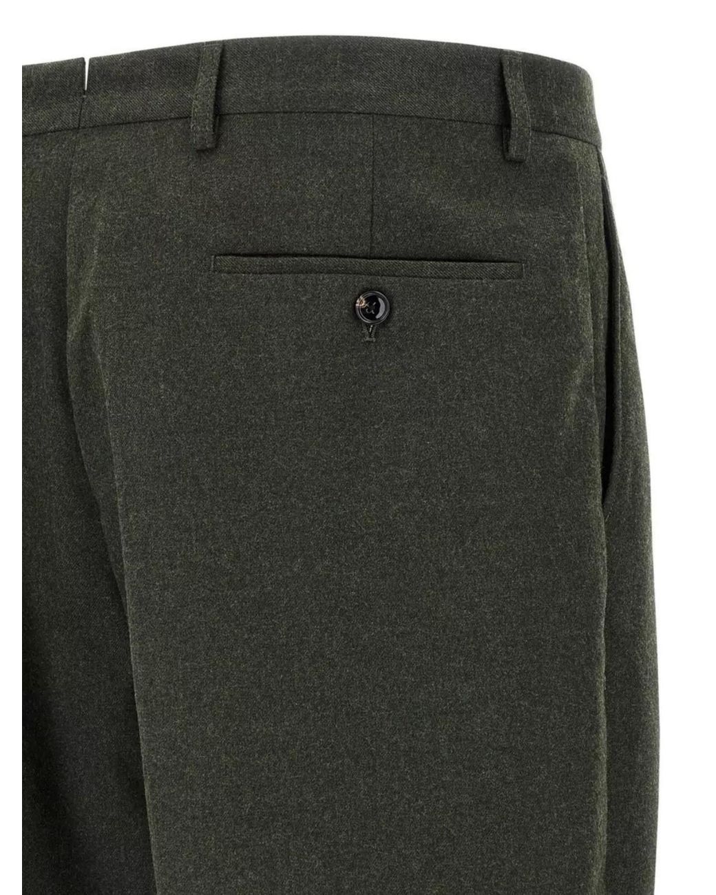 Cellar Door Green 'Trousers Pleated Front Belt Loops' for men