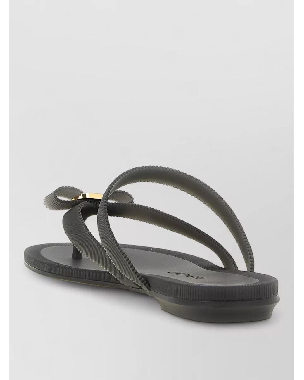 Ferragamo White Ribbed Thong Sandals