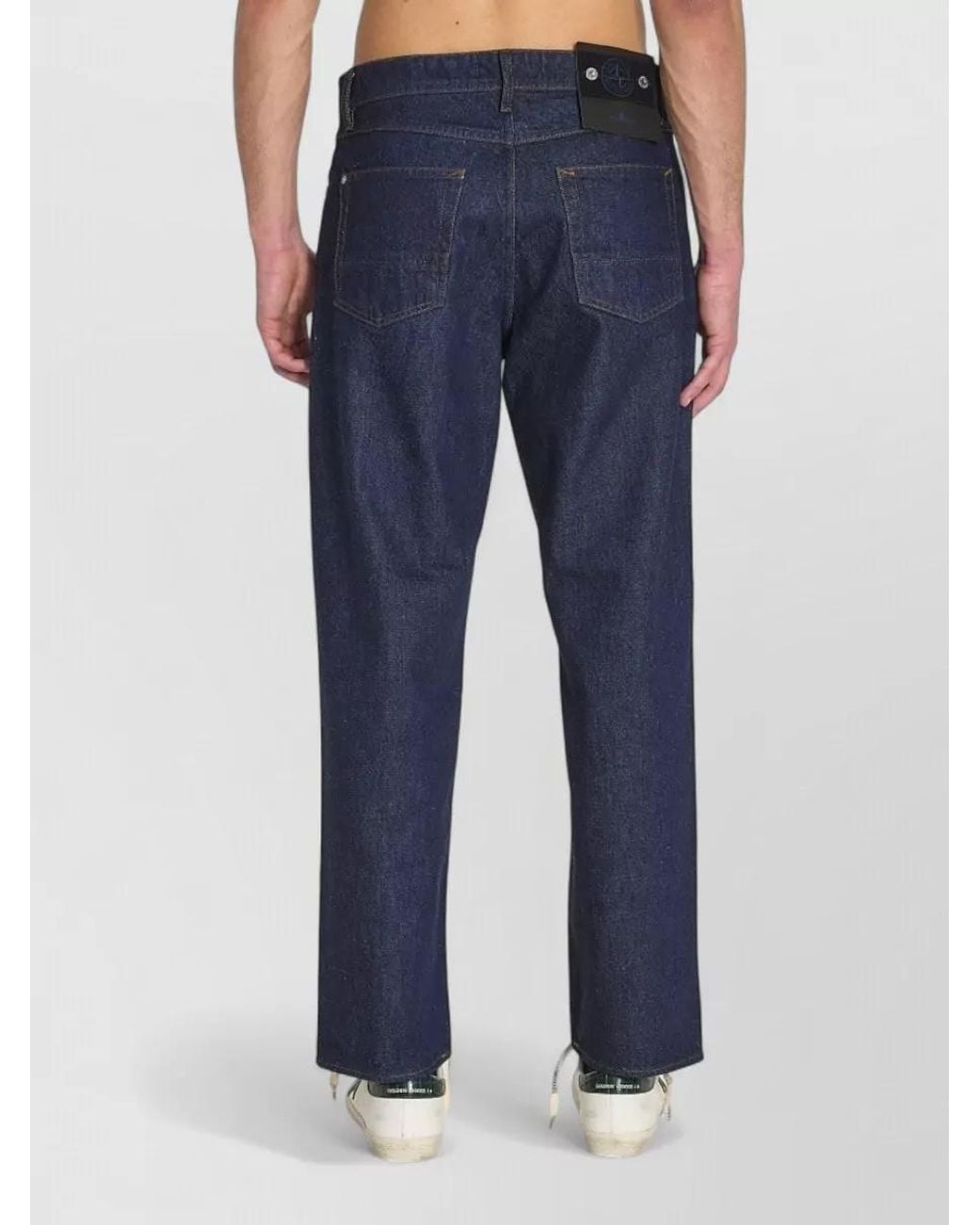 Stone Island Blue Denim Mid-Rise Wide-Leg Trousers for men