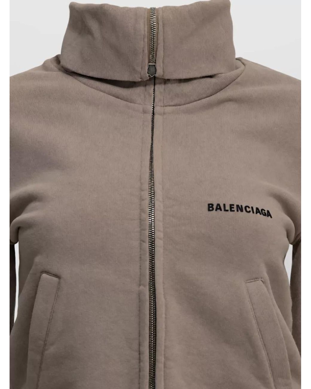 Balenciaga Brown Cotton Zip Up Sweatshirt