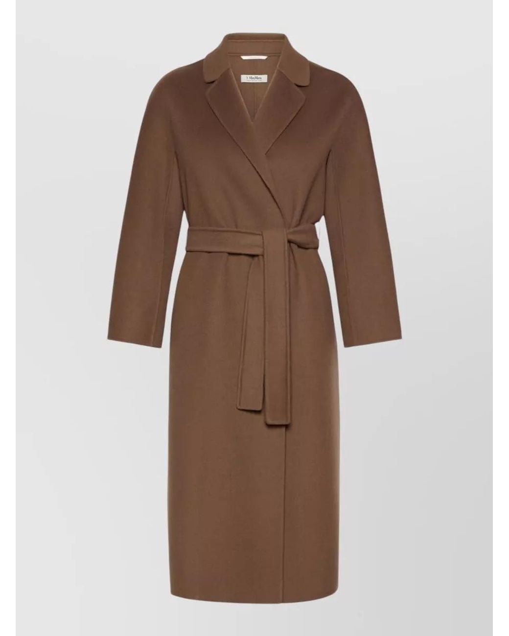 Max Mara Brown Virgin Wool Belted Midi Coat