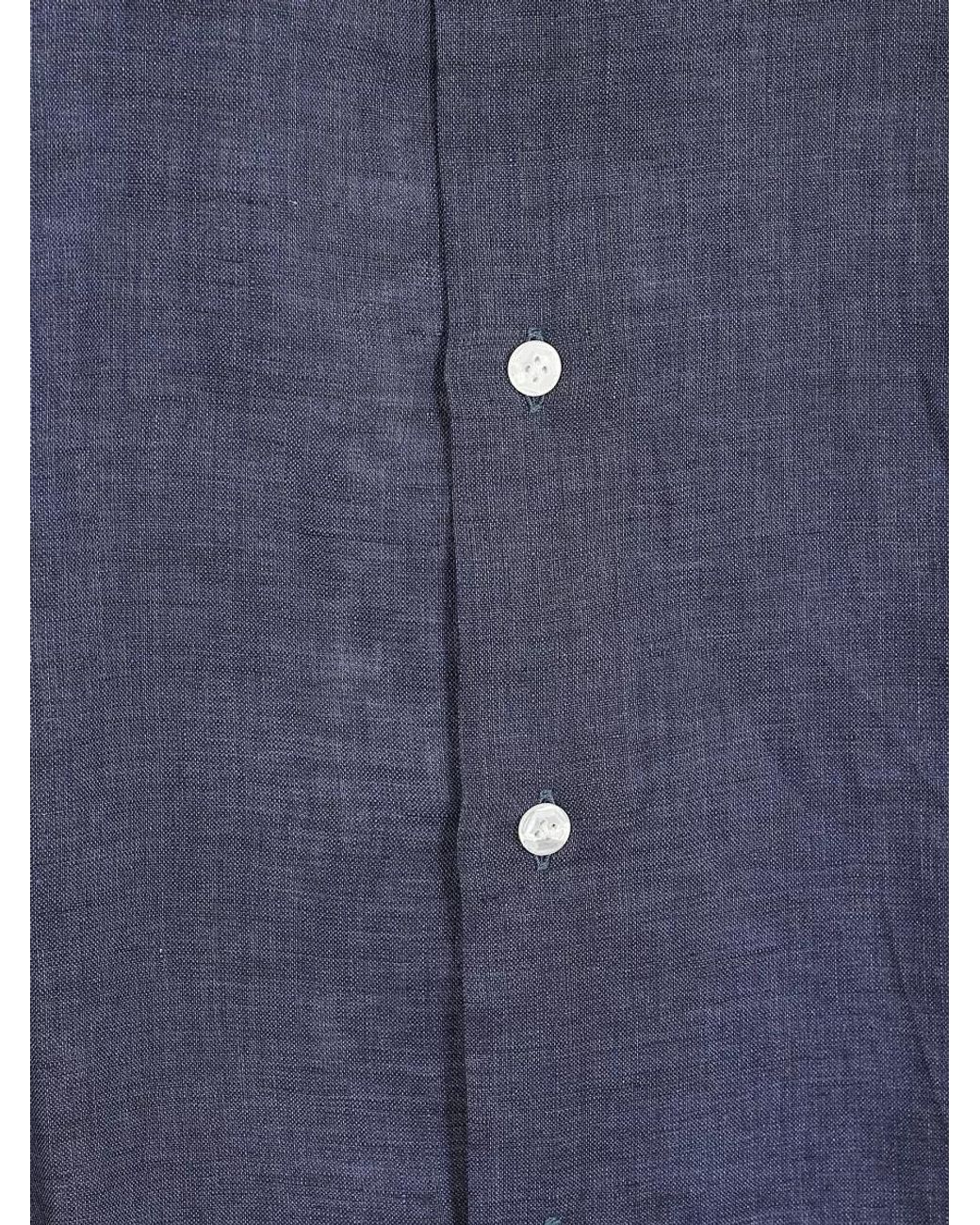 Barba Napoli Blue Linen Shirt for men