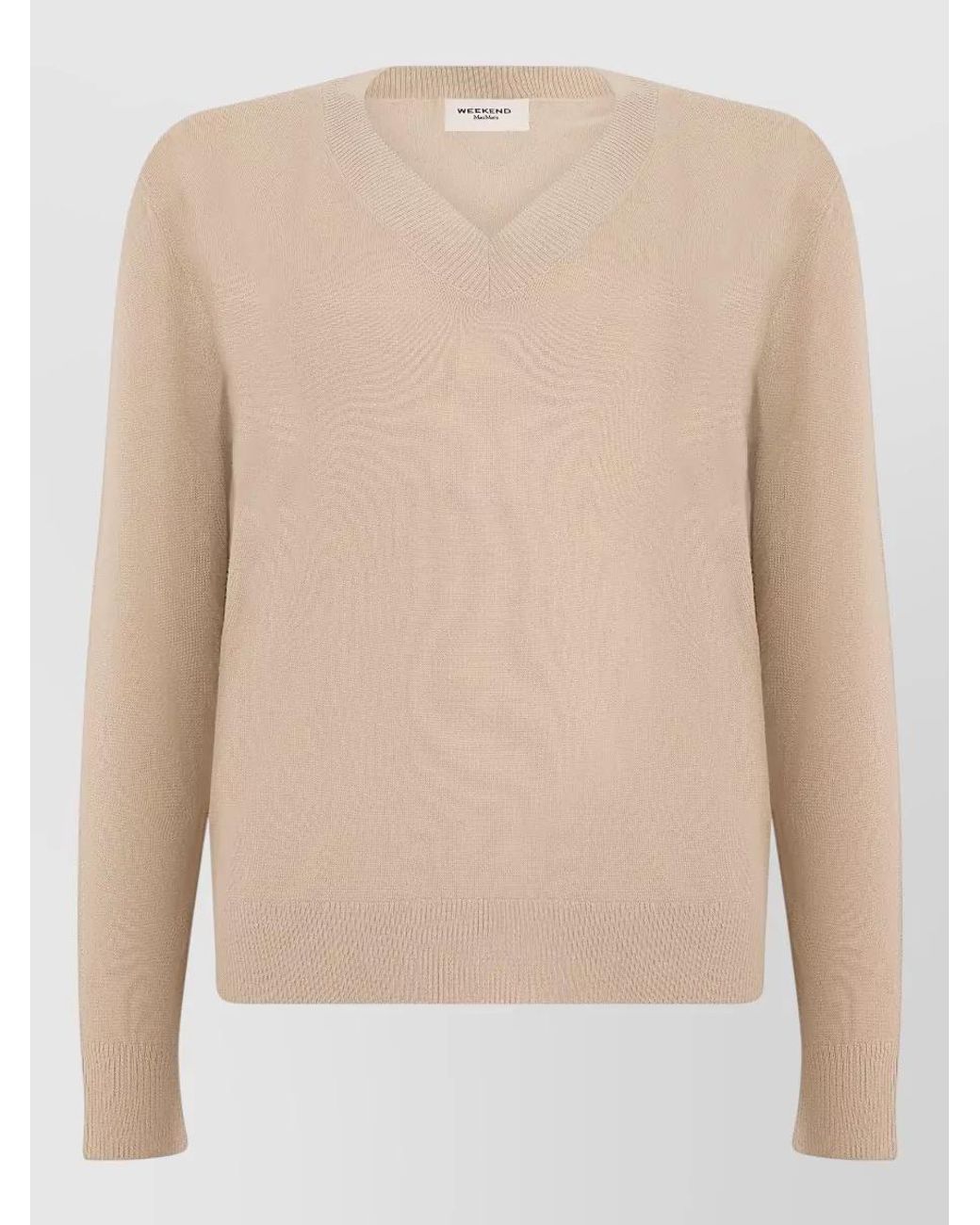 Weekend by Maxmara Natural Cashmere Silk Wool V-Neck Long-Sleeve Sweater