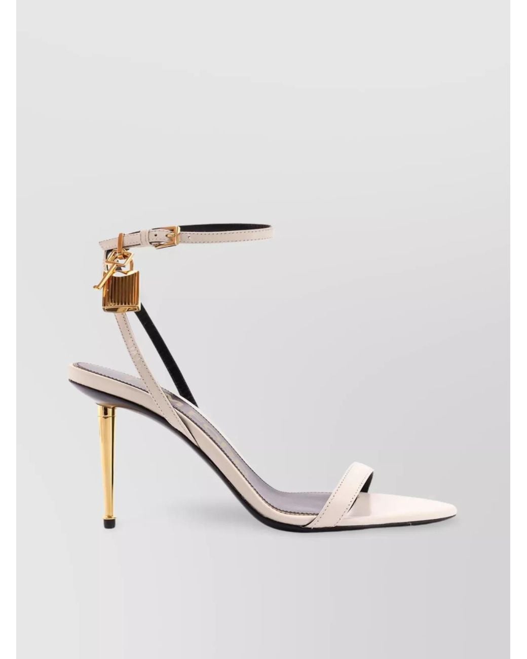 Tom Ford White Leather Padlock Sandals