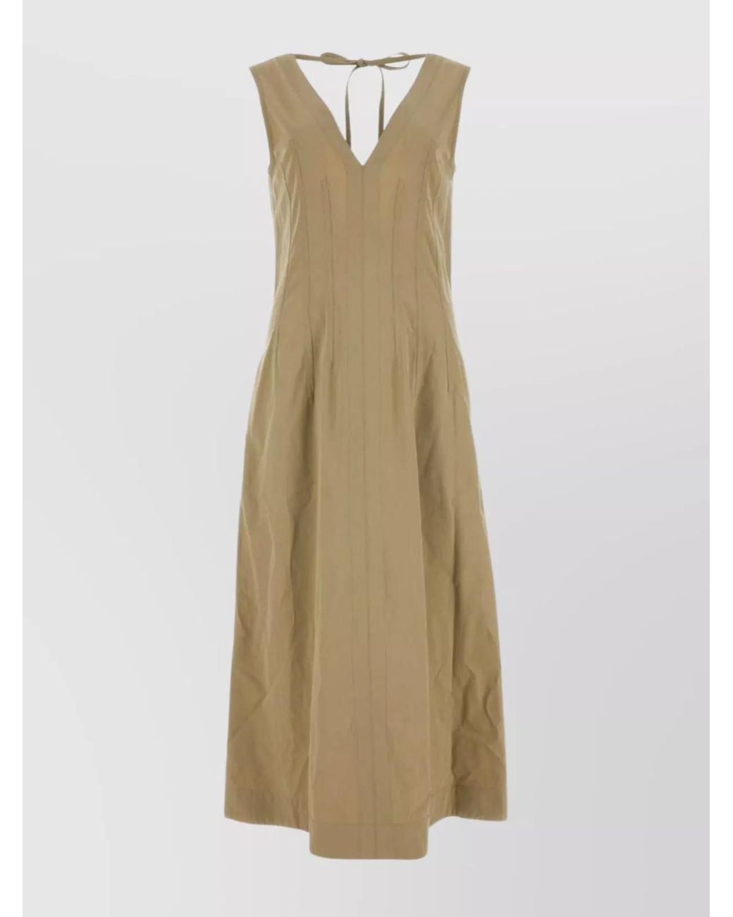 Bottega Veneta Natural Cotton Blend Midi Dress