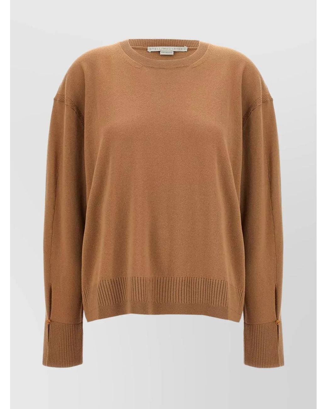 Stella McCartney Brown Ribbed Virgin Wool Crew-Neck Jumper