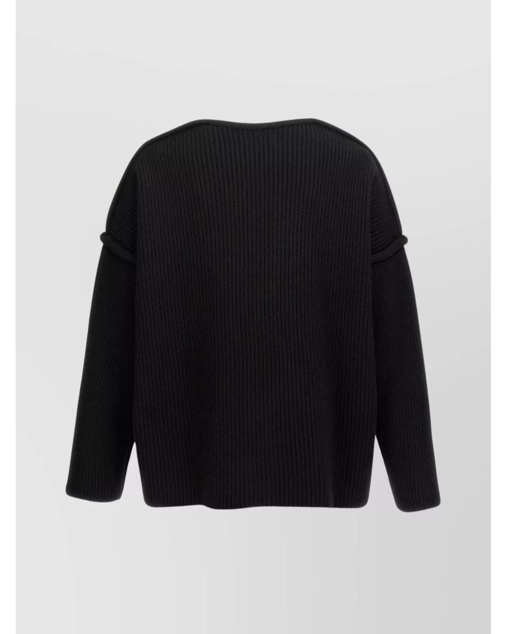 Jil Sander Black Geometric Neckline Wool Jumper for men
