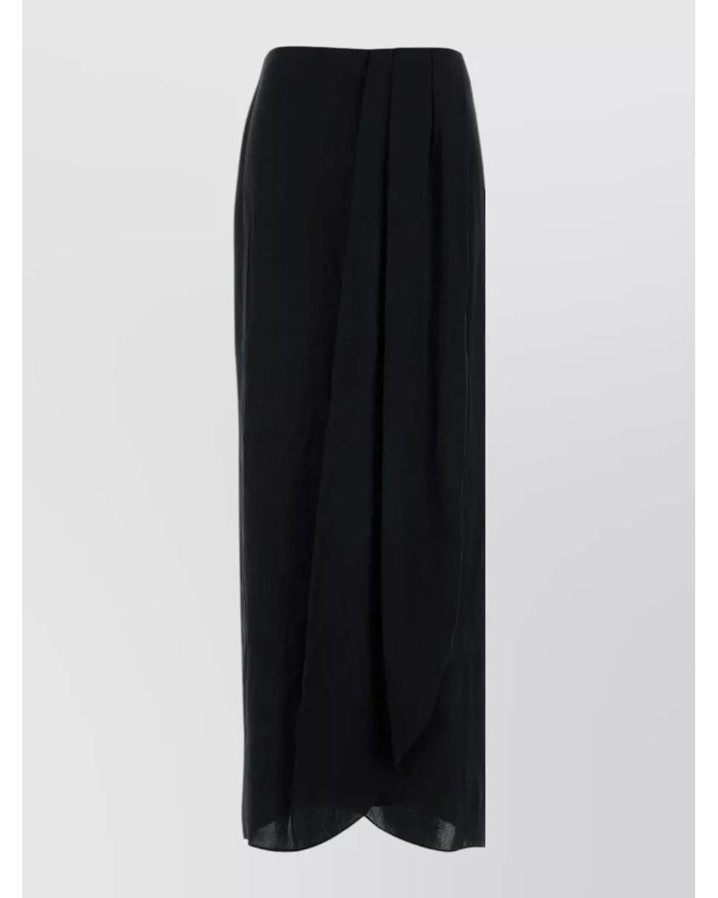 Maison Margiela Black Silk Draped Maxi Skirt