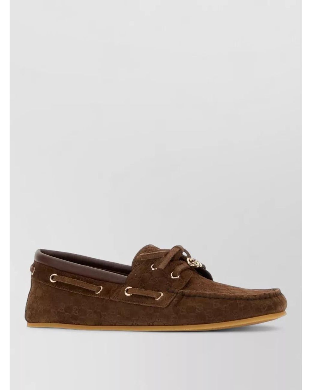 Gucci Brown Suede Lace-Up Loafers