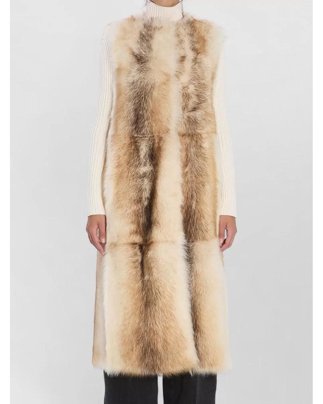 Yves Salomon Natural Lamb Fur Long Vest
