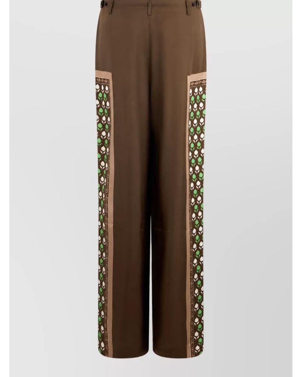 Tory Burch Brown Silk Printed Relaxed-Fit Wide-Leg Trousers