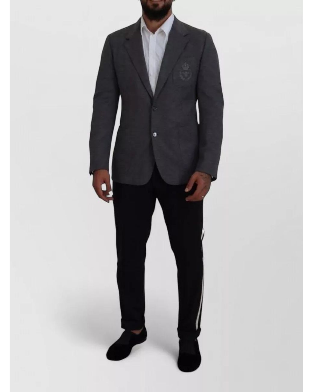 Dolce & Gabbana Blue Wool Slim-Fit Single-Breasted Blazer for men