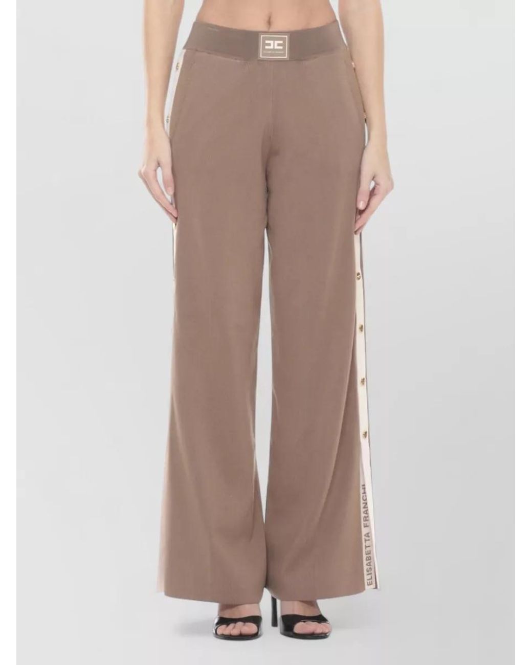 Elisabetta Franchi Natural Wide-Leg Trousers