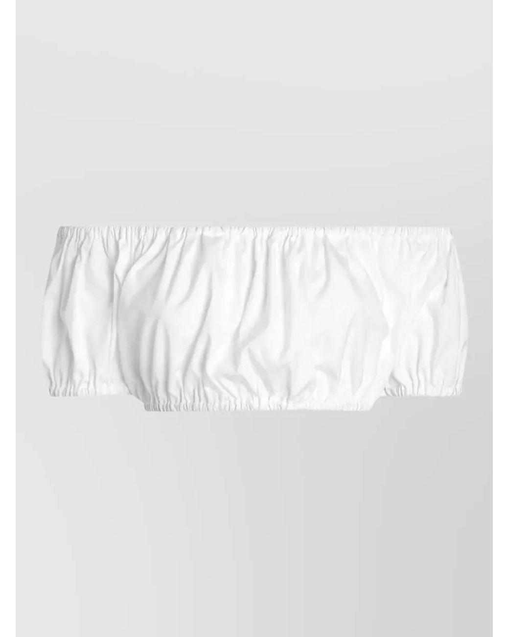 Dolce & Gabbana White Cotton Ruched Off-The-Shoulder Cropped Top