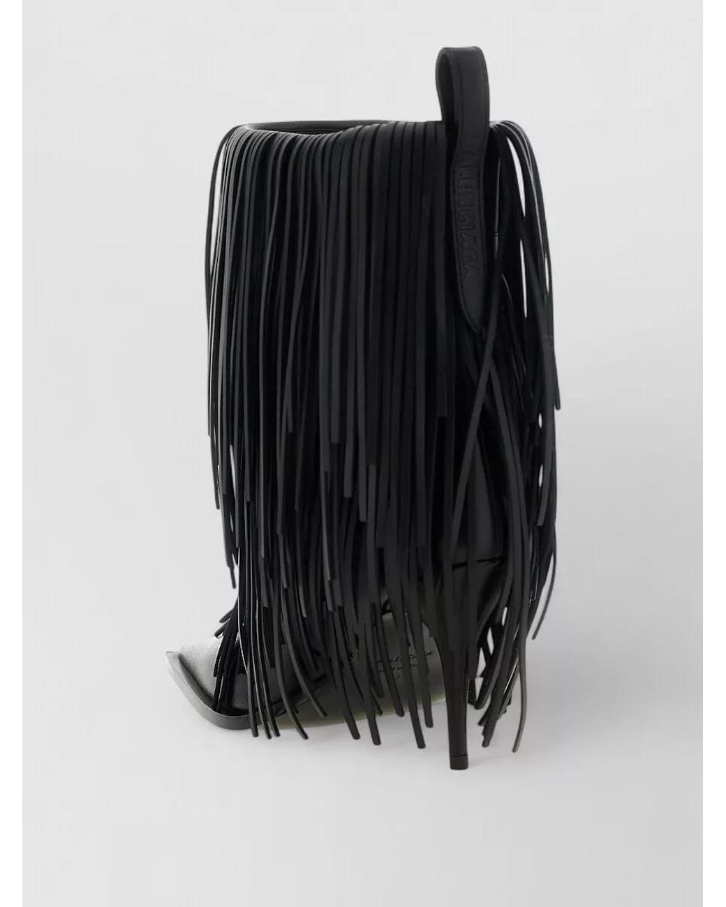 Balenciaga Black Leather Avenue Fringe Ankle Boots