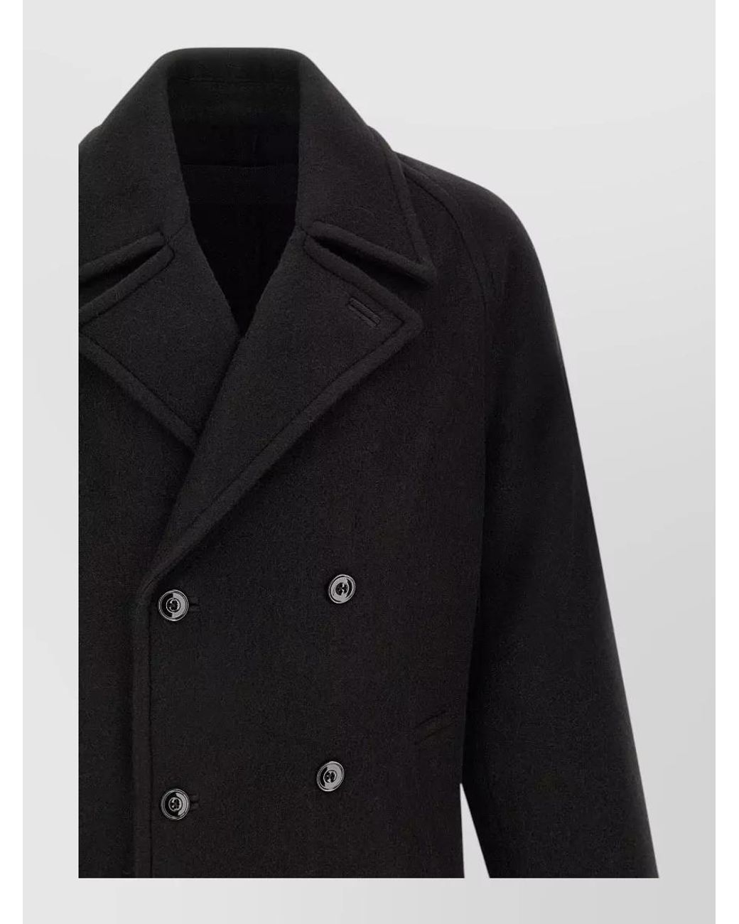 Lemaire Black Wool And Alpaca Double-Breasted Coat for men