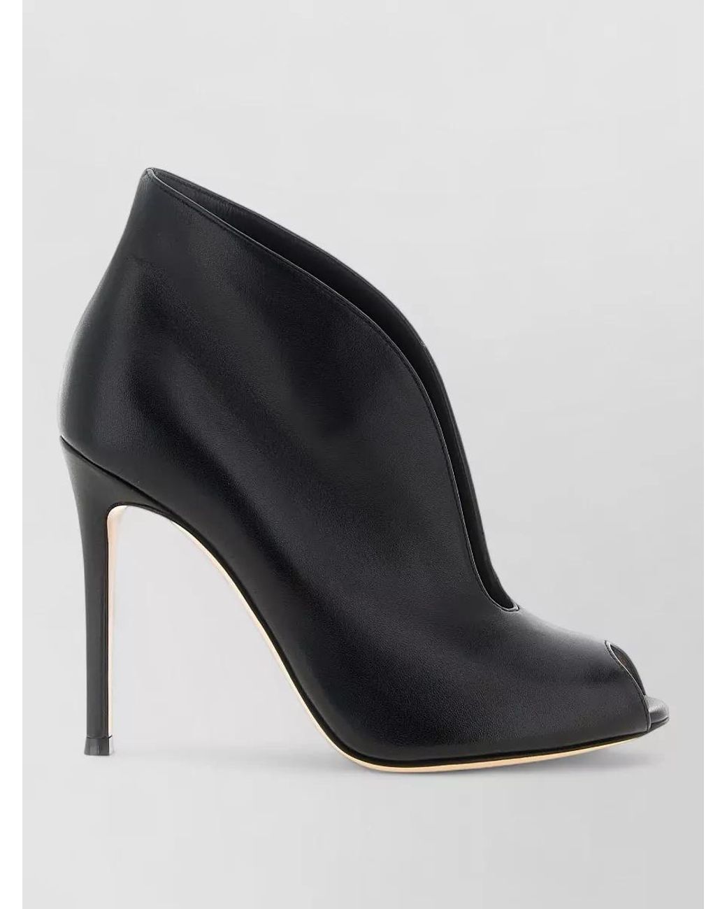 Gianvito Rossi Black Lamb Leather Open-Toe Stiletto Ankle Boots