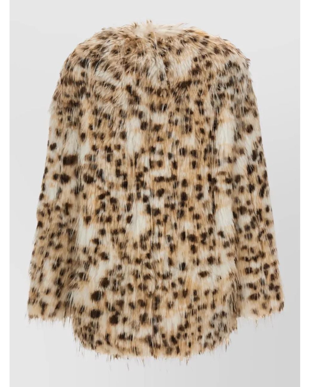 Loulou de Saison Natural Faux Fur Animal-Print Collarless Coat