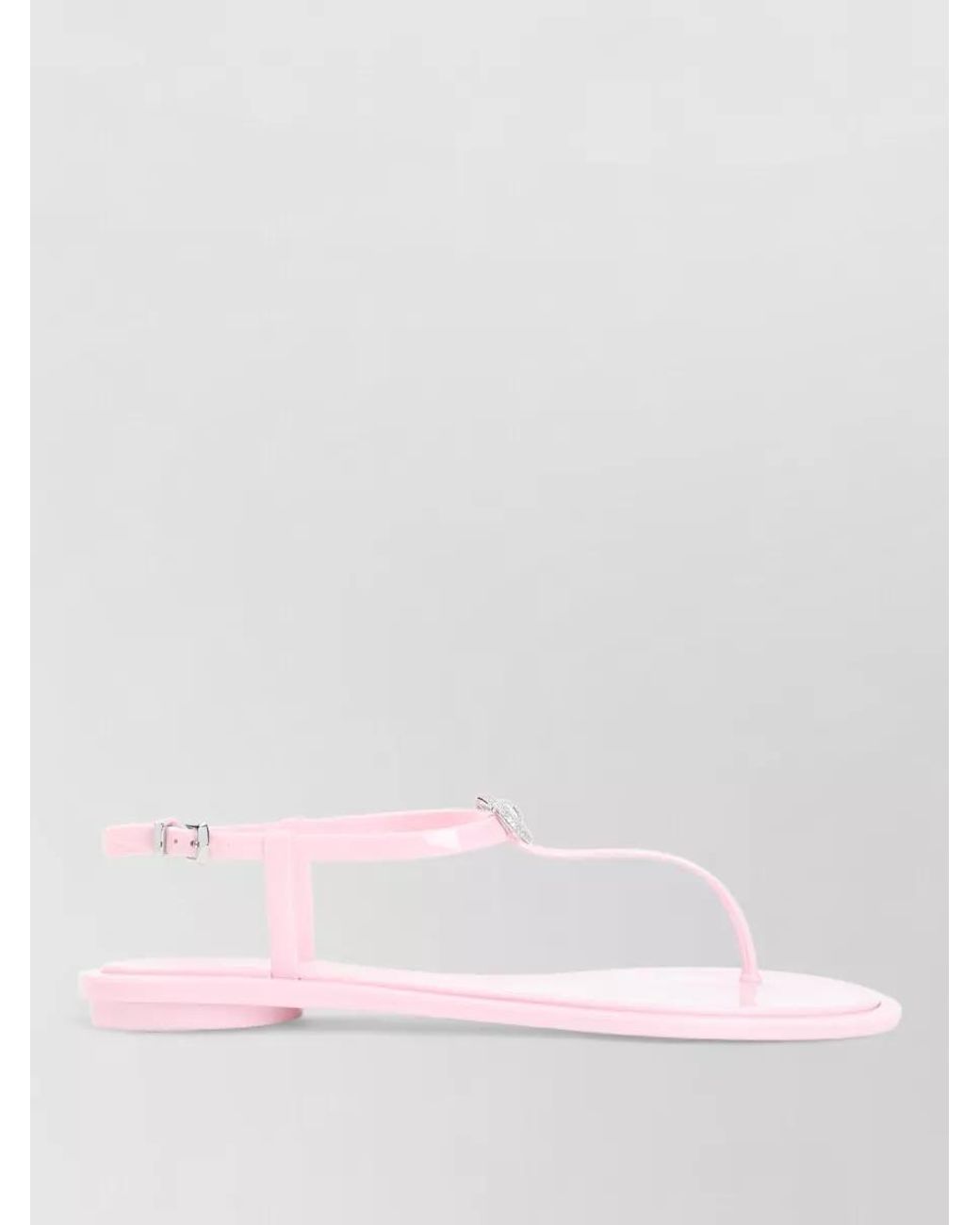Mach & Mach Pink Crystal-Embellished Thong Sandals