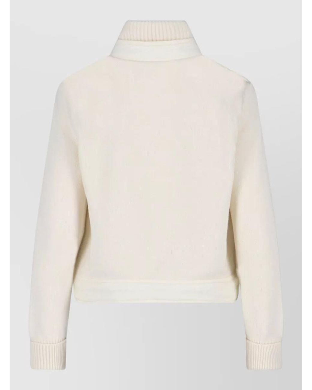 Moncler Natural Crewneck Jacket Quilted Texture Ribbed Cuffs
