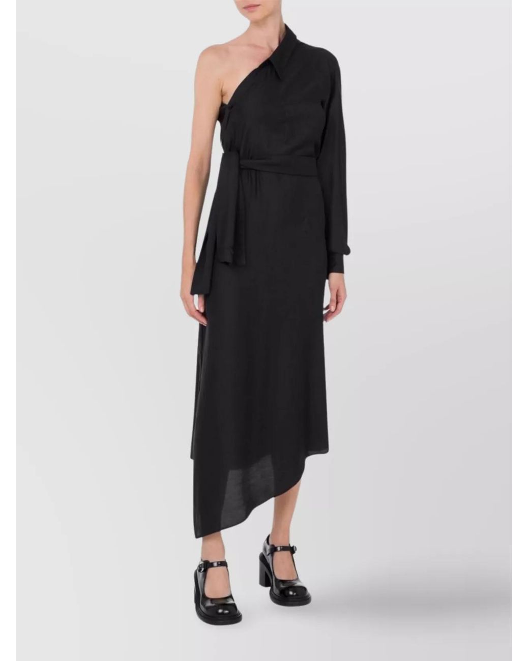 Moschino Black Asymmetric One-Sleeve Midi Dress