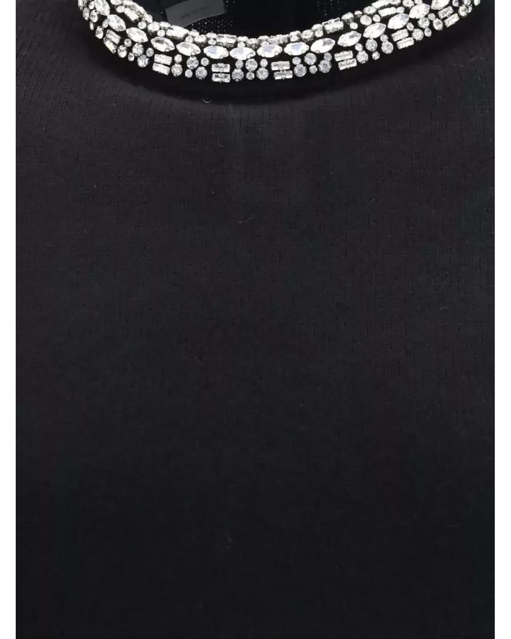 Pinko Blue Cashmere Wool Rhinestone-Embellished Crewneck Sweater