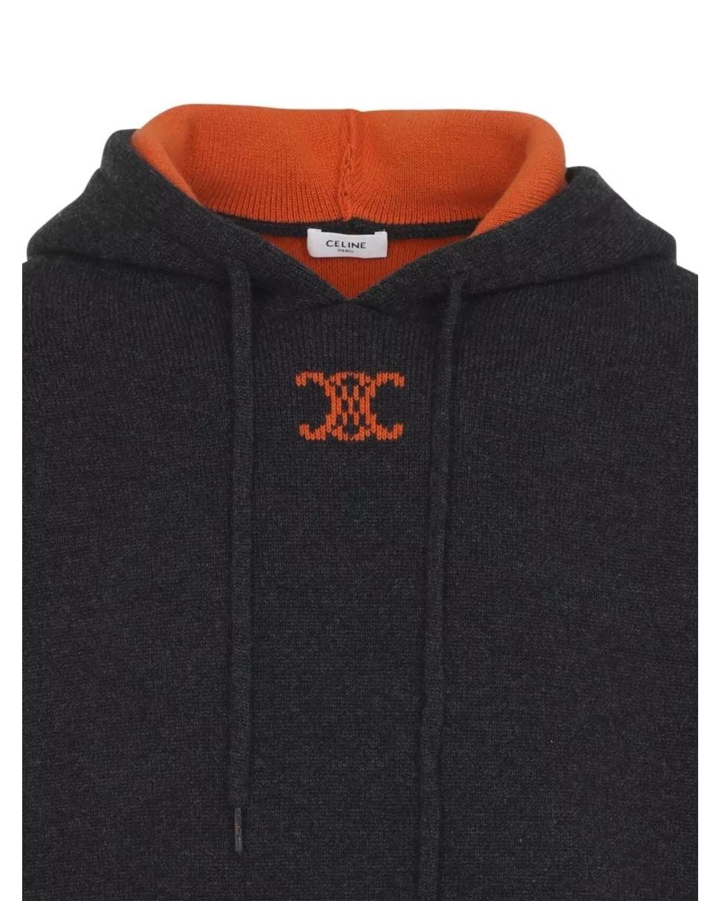 Céline Black Cashmere Wool Knit Hoodie for men