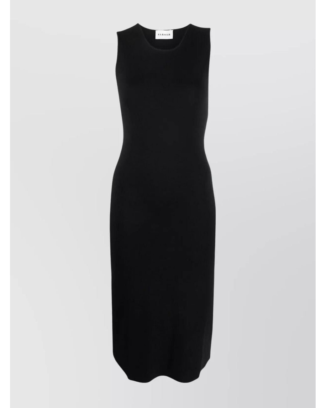 P.A.R.O.S.H. Black Knitted Sleeveless Round-Neck Midi Dress