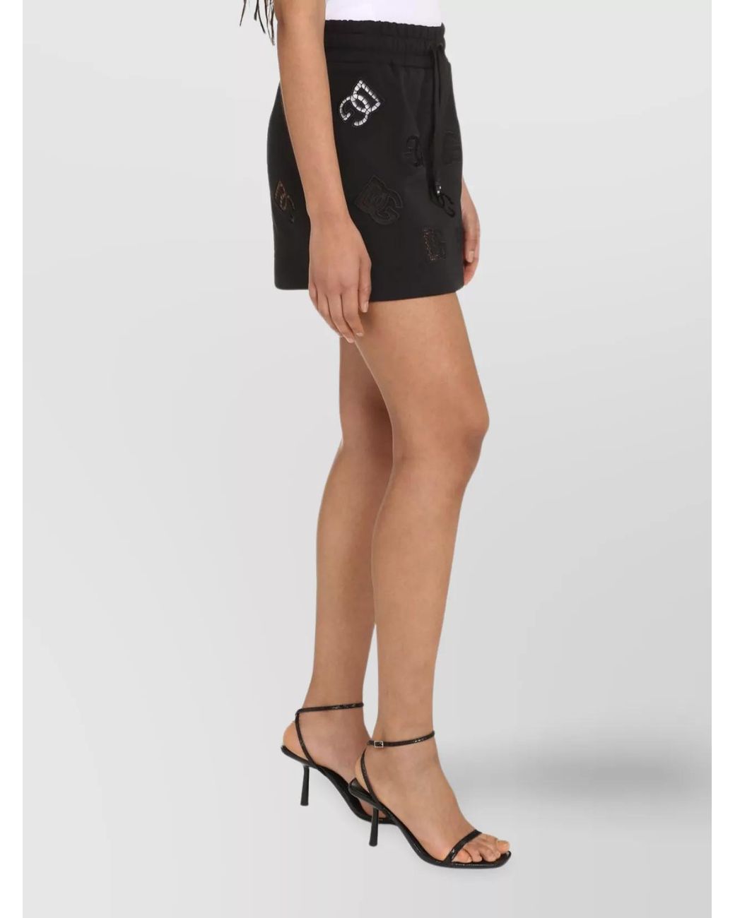Dolce & Gabbana Black Embroidered Logo Cotton Mini Skirt