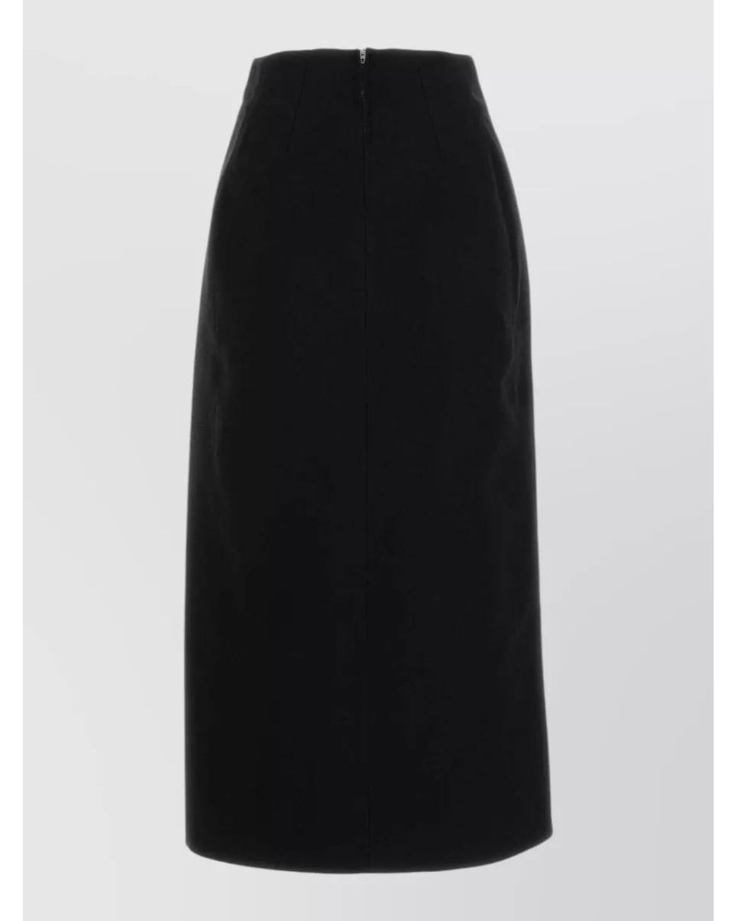 Jil Sander Black Virgin Wool High-Rise Front-Slit Pencil Skirt