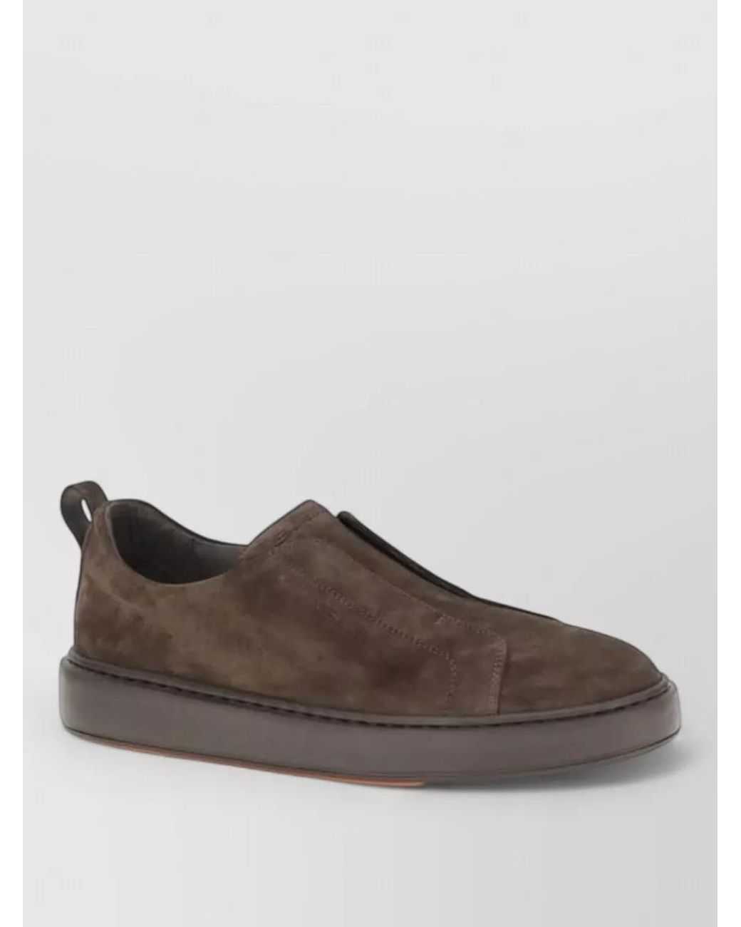 Santoni Brown Leather Low-Top Slip-On Sneakers for men