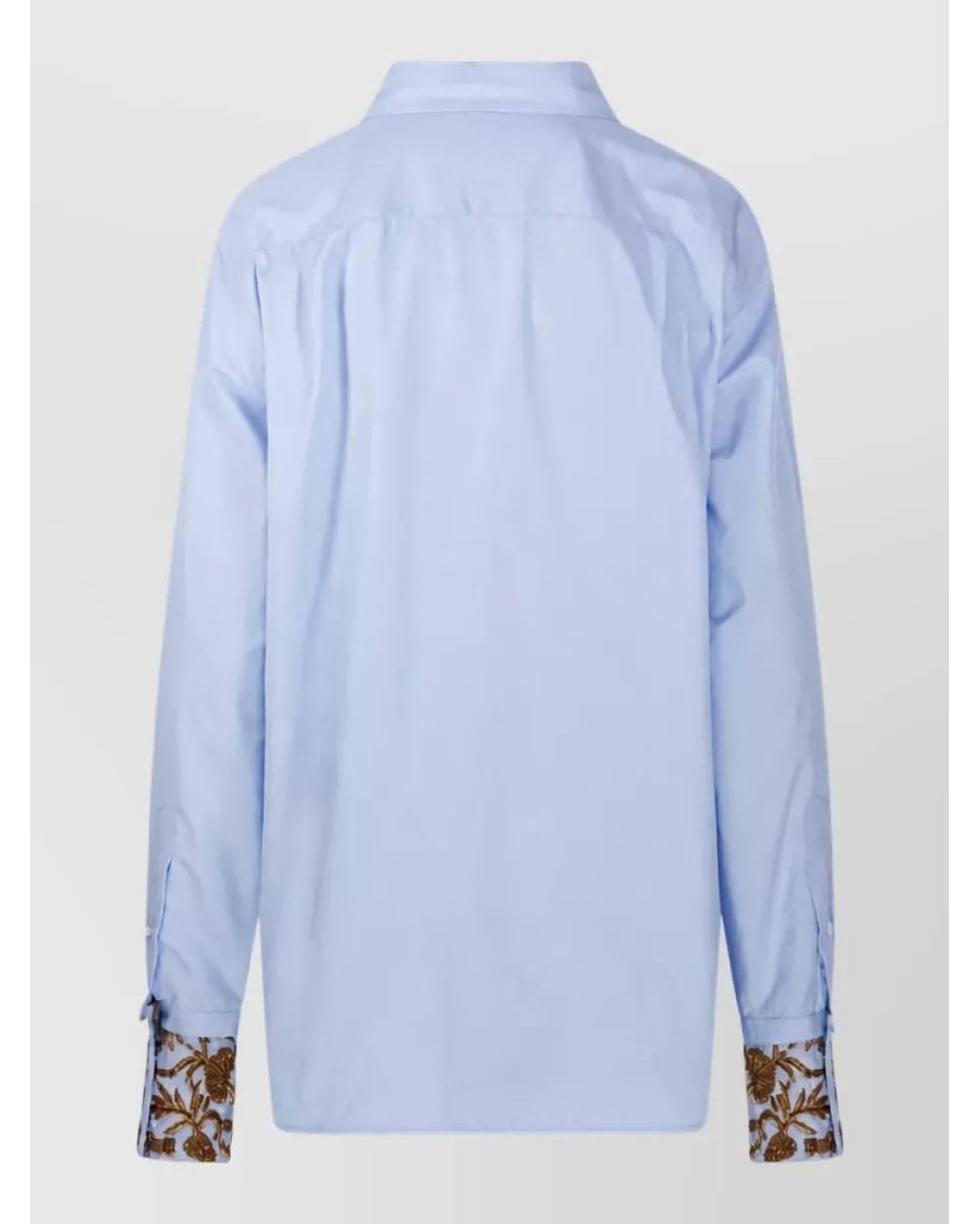 Dries Van Noten Blue Embroidered Cotton Shirt
