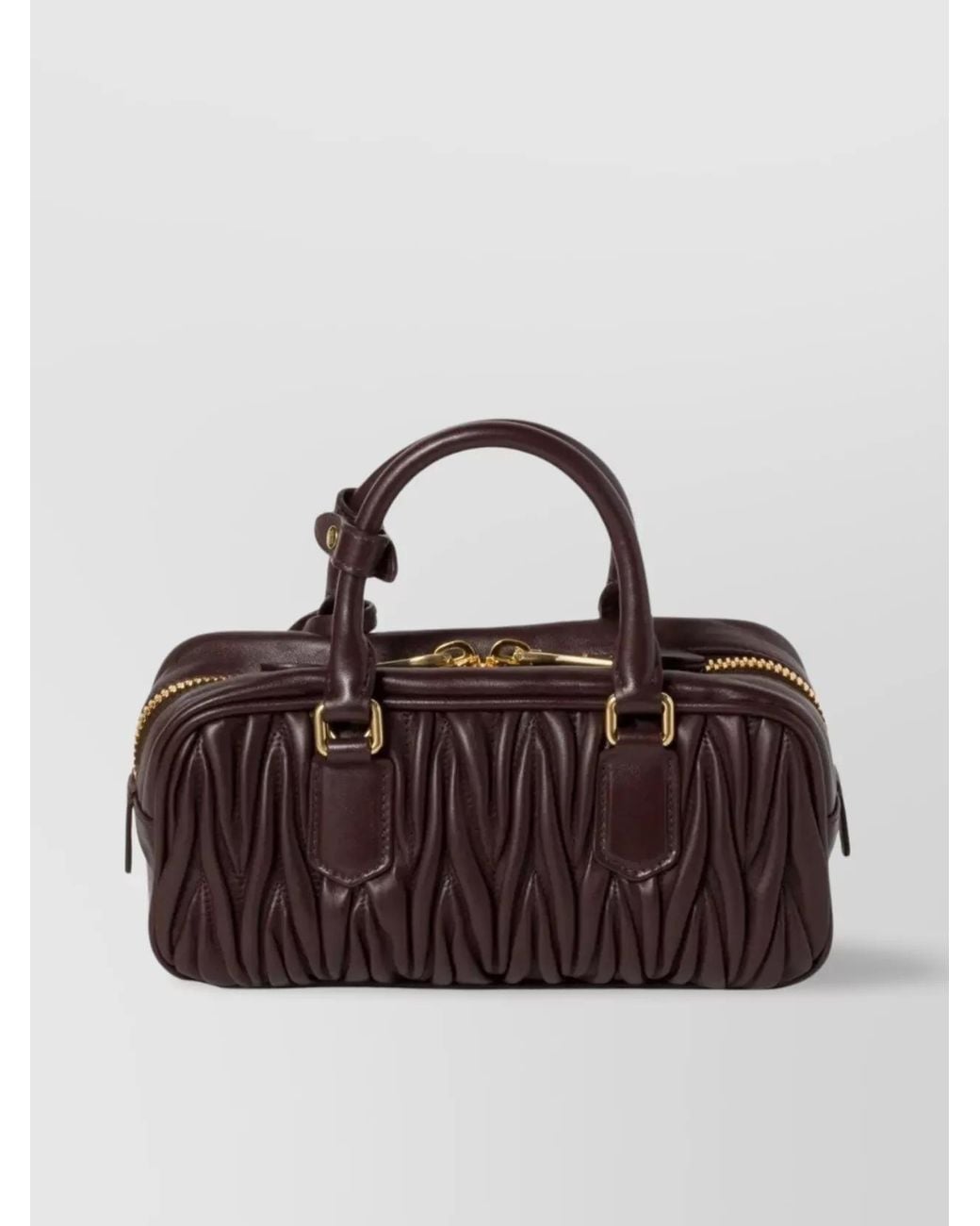 Miu Miu Brown Arcadie Lamb Leather Matelassé Cross-Body Bag