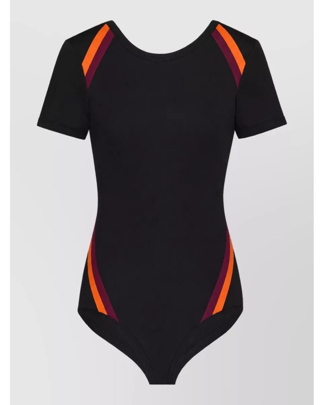 Saint Laurent Black Striped One-Piece Swimsuit