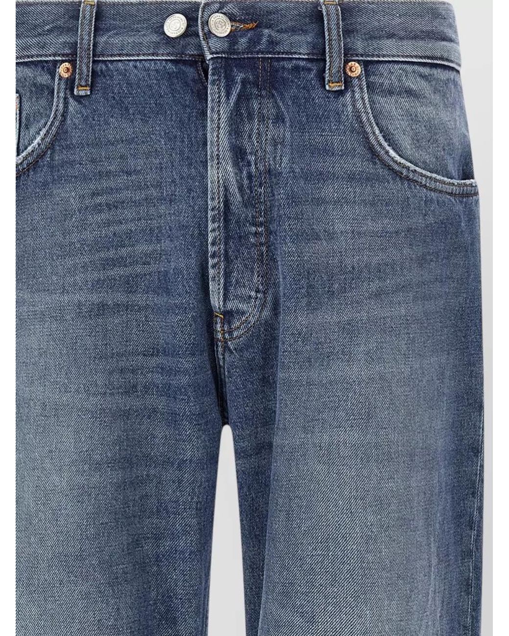 Department 5 Blue Denim Cropped Straight-Leg Jeans for men